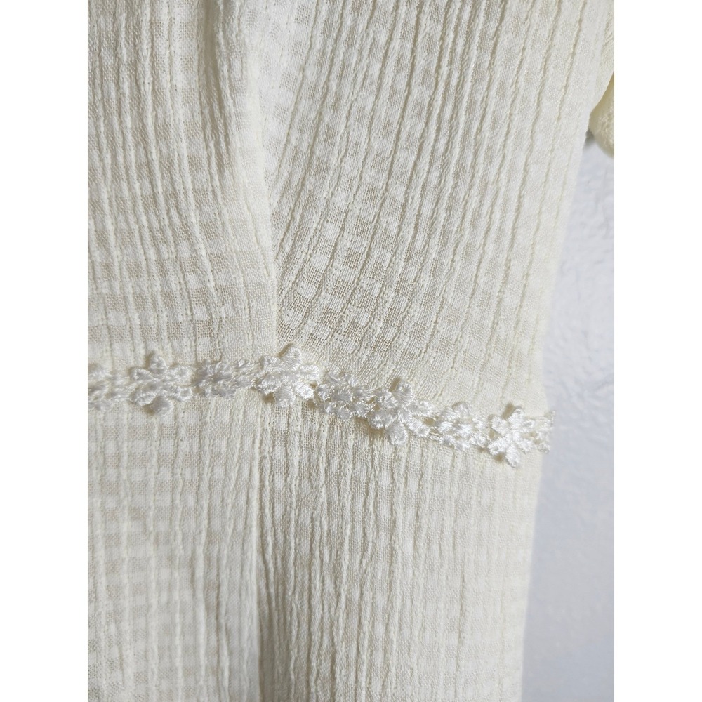 Vtg 90s Y2K A-List by Wrapper Dress Junior 9/10 Fits Small Cream Waffle Knit Mod - Picture 4 of 16